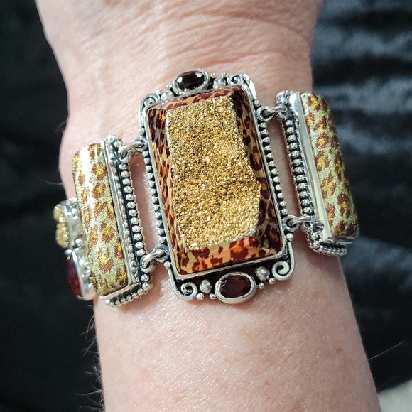 Sajen leopard/cheetah print druzy 925 sterling silver and gemstones. - Picture 5 of 6